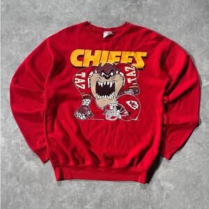 90s Vintage Kansas City Chiefs Looney Tunes Taz Red Crewneck Size M